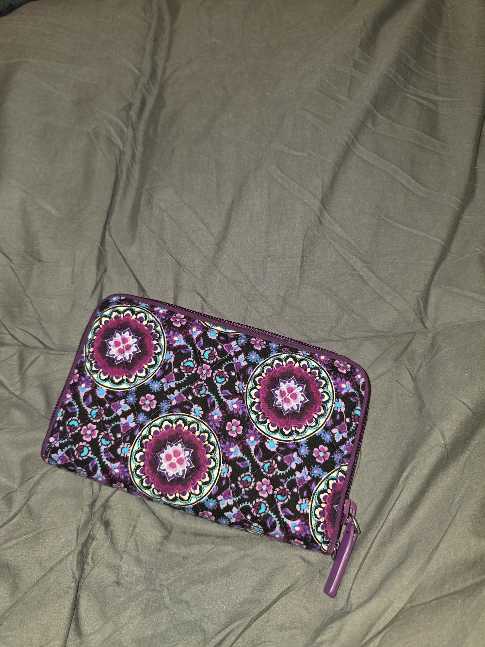 Vera Bradley Lilac Medallion RFID Zip Around Wallet